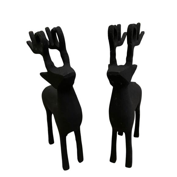Set of 2 Black Metal Christmas Reindeer 11in Made in India Holiday Decor New - Picture 13 of 16